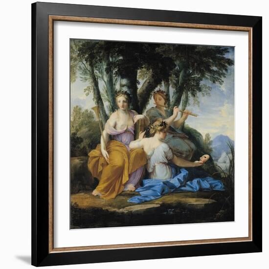 The Muses, Clio, Euterpe and Thalia, circa 1652-55-Eustache Le Sueur-Framed Giclee Print