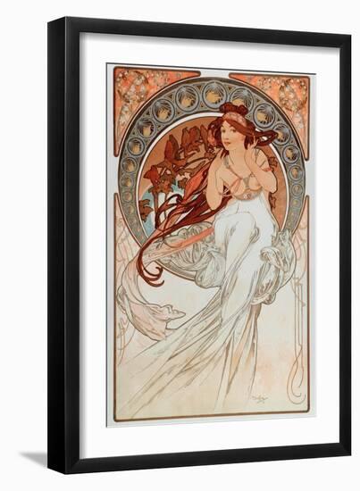 The Music. from a Serie of Lithographs, 1898-Alphonse Marie Mucha-Framed Giclee Print