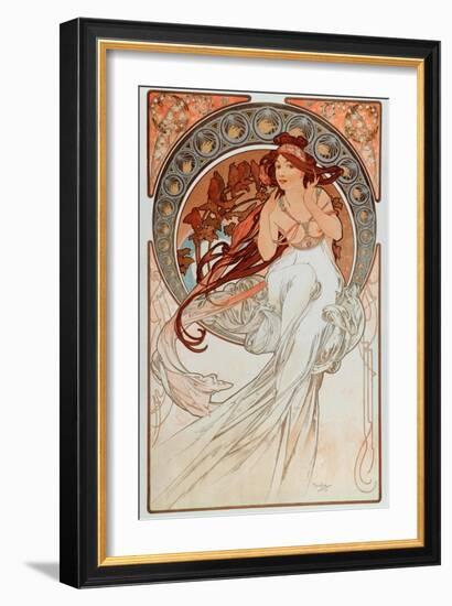 The Music. from a Serie of Lithographs, 1898-Alphonse Marie Mucha-Framed Giclee Print