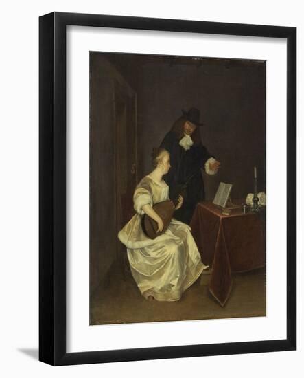 The Music Lesson, c.1670-Gerard ter Borch or Terborch-Framed Giclee Print