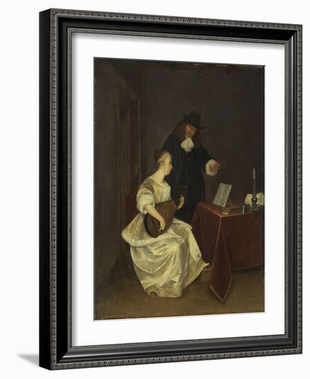 The Music Lesson, c.1670-Gerard ter Borch or Terborch-Framed Giclee Print