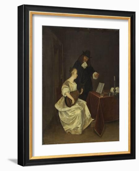 The Music Lesson, c.1670-Gerard ter Borch or Terborch-Framed Giclee Print