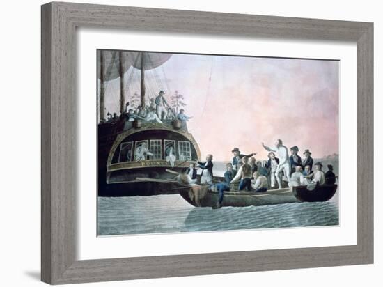 The Mutineers Turning Lieut Bligh...And Crew Adrift from His Majesty's Ship the Bounty, 1790-Robert Dodd-Framed Giclee Print