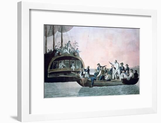 The Mutineers Turning Lieut Bligh...And Crew Adrift from His Majesty's Ship the Bounty, 1790-Robert Dodd-Framed Giclee Print