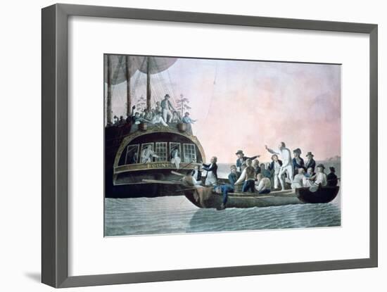 The Mutineers Turning Lieut Bligh...And Crew Adrift from His Majesty's Ship the Bounty, 1790-Robert Dodd-Framed Giclee Print