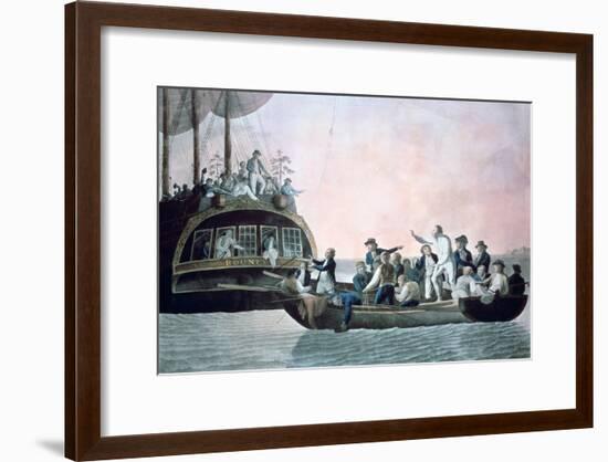 The Mutineers Turning Lieut Bligh...And Crew Adrift from His Majesty's Ship the Bounty, 1790-Robert Dodd-Framed Giclee Print