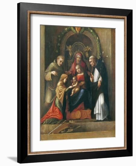 The Mystic Marriage of St. Catherine, 1510- 15-Correggio-Framed Giclee Print