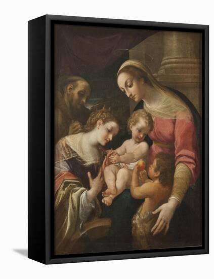 The Mystic Marriage of St Catherine, c.1600-30-Lodovico Carracci-Framed Premier Image Canvas