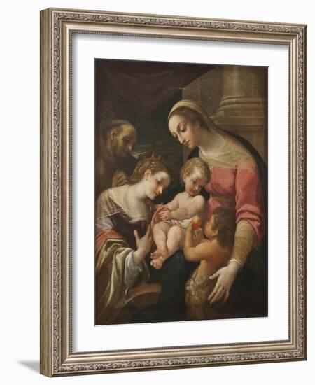 The Mystic Marriage of St Catherine, c.1600-30-Lodovico Carracci-Framed Giclee Print