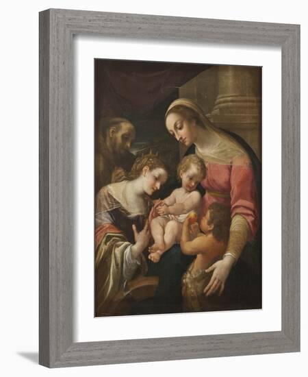 The Mystic Marriage of St Catherine, c.1600-30-Lodovico Carracci-Framed Giclee Print