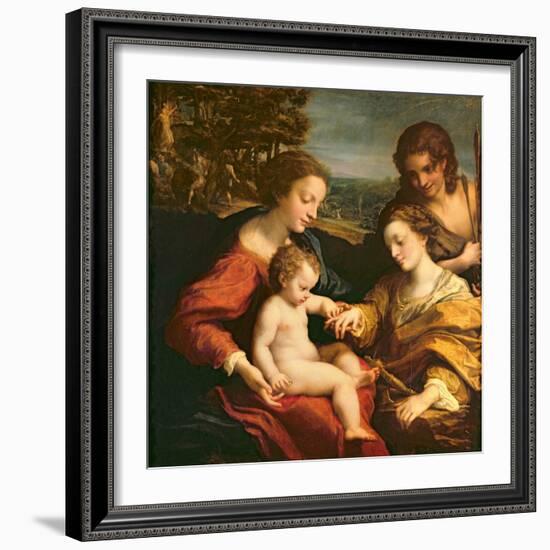 The Mystic Marriage of St. Catherine of Alexandria, c.1526-27-Correggio-Framed Giclee Print