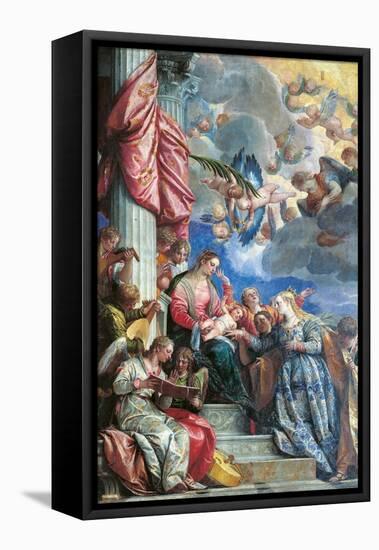 The Mystic Marriage of St Catherine-Veronese-Framed Premier Image Canvas