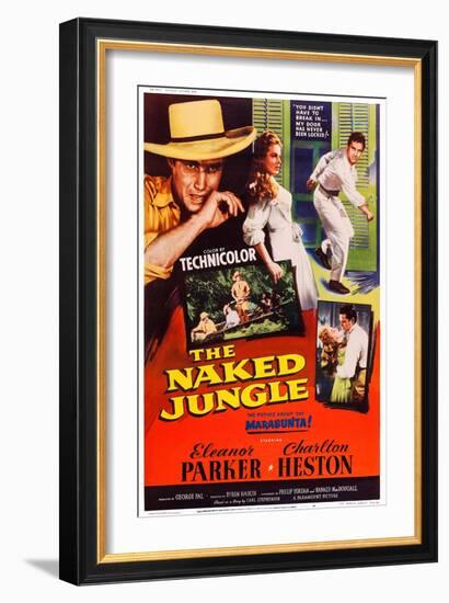 The Naked Jungle, Left and Right: Charlton Heston; Center: Eleanor Parker, 1954-null-Framed Premium Giclee Print