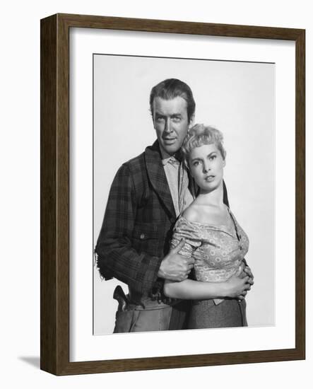 THE NAKED SPUR, 1953 directed by ANTHONY MANN James Stewart and Janet Leigh (b/w photo)-null-Framed Photo