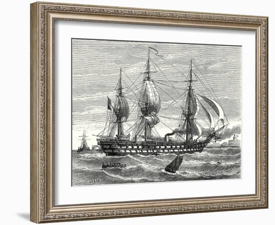 The 'Napoleon' French Steam-Propelled Warship Launched in 1849-null-Framed Giclee Print