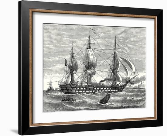 The 'Napoleon' French Steam-Propelled Warship Launched in 1849-null-Framed Giclee Print