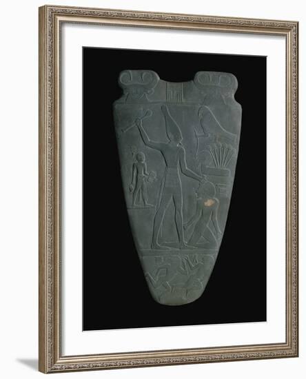 The Narmer Palette (Reverse), a Late Pre-Dynastic Schist Ceremonial Palette-null-Framed Giclee Print