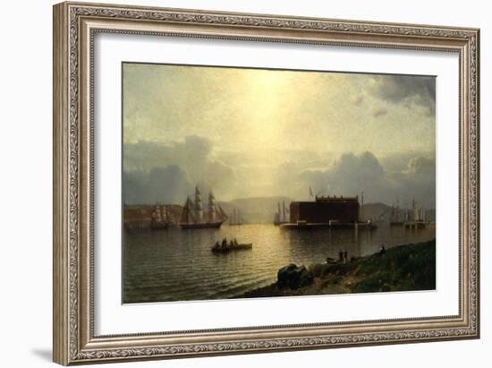 The Narrows and Fort Lafayette, Ships Coming into Port, New York Harbor, 1868 (Oil on Canvas)-Samuel Colman-Framed Giclee Print