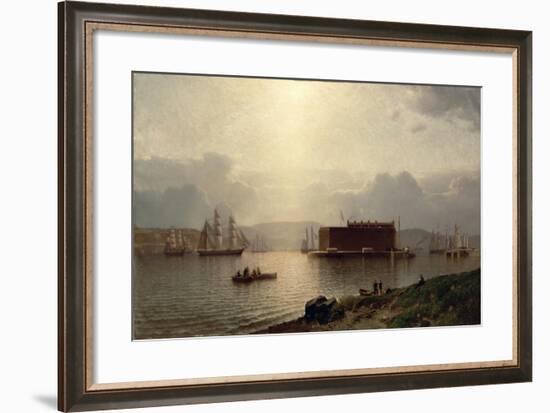 The Narrows and Fort Lafayette, Ships Coming into Port, New York Harbour, 1868-Samuel Coleman-Framed Giclee Print