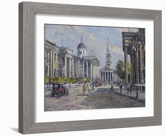 The National Gallery - Trafalgar Square in About 1920, 2008-John Sutton-Framed Giclee Print