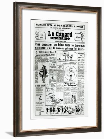 The Nationalisation of the Suez Canal, Cover from 'Le Canard Enchaine', 1st August 1956-null-Framed Giclee Print