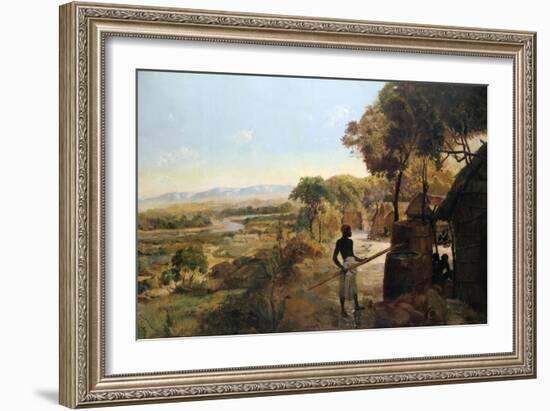 The Native Village on the River, 1900-null-Framed Giclee Print