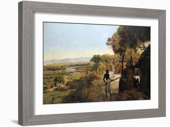 The Native Village on the River, 1900-null-Framed Giclee Print