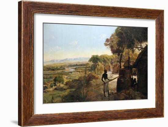 The Native Village on the River, 1900-null-Framed Giclee Print