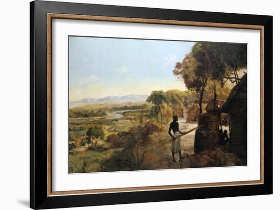 The Native Village on the River, 1900-null-Framed Giclee Print