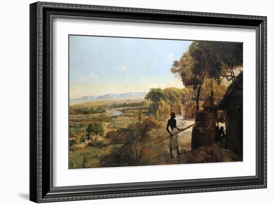 The Native Village on the River, 1900-null-Framed Giclee Print