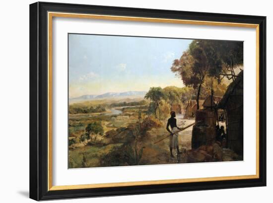 The Native Village on the River, 1900-null-Framed Giclee Print