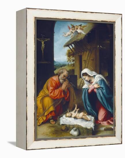 The Nativity, 1523-Lorenzo Lotto-Framed Premier Image Canvas