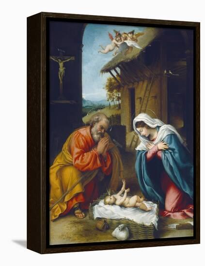 The Nativity, 1523-Lorenzo Lotto-Framed Premier Image Canvas