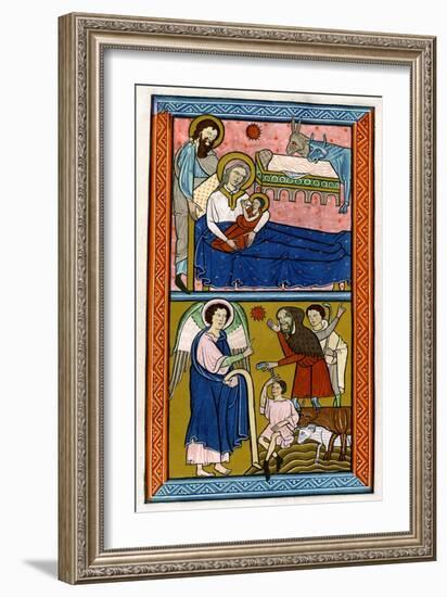 The Nativity and the Annunciation to the Shepherds, Early 13th Century-null-Framed Giclee Print