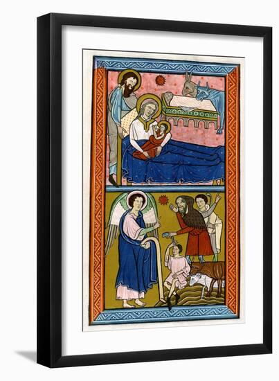 The Nativity and the Annunciation to the Shepherds, Early 13th Century-null-Framed Giclee Print