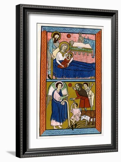 The Nativity and the Annunciation to the Shepherds, Early 13th Century-null-Framed Giclee Print