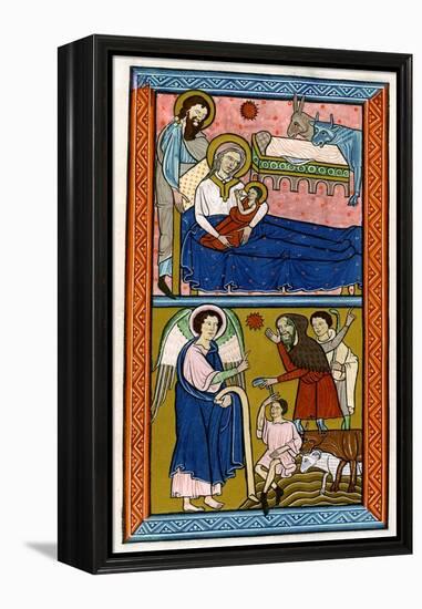 The Nativity and the Annunciation to the Shepherds, Early 13th Century-null-Framed Premier Image Canvas