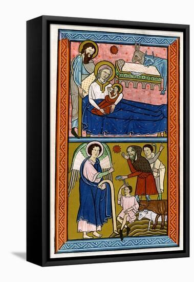 The Nativity and the Annunciation to the Shepherds, Early 13th Century-null-Framed Premier Image Canvas