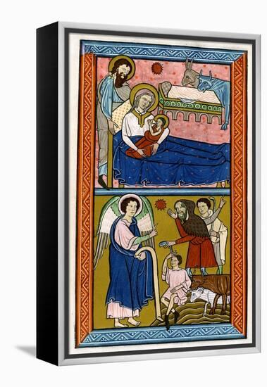 The Nativity and the Annunciation to the Shepherds, Early 13th Century-null-Framed Premier Image Canvas