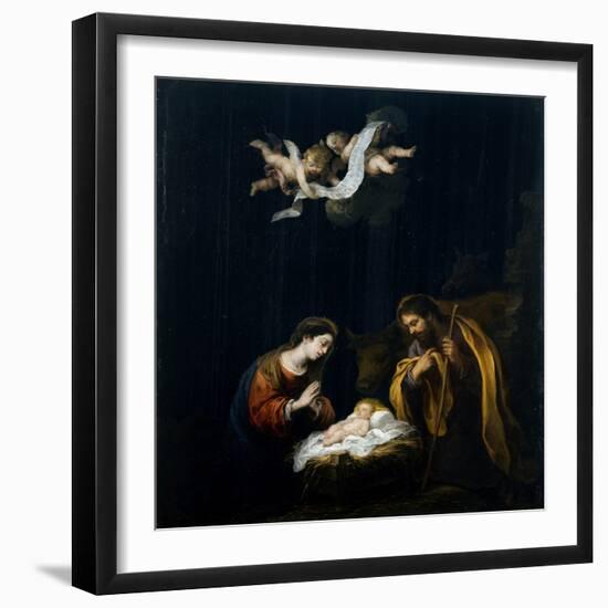 The Nativity, C.1665-70 (Oil on Obsidian)-Bartolome Esteban Murillo-Framed Giclee Print