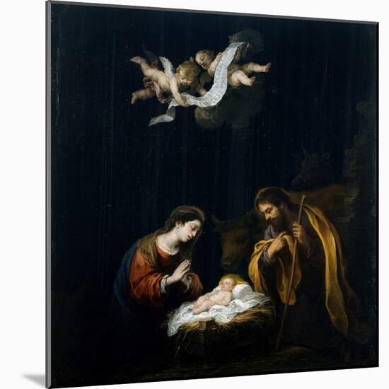 The Nativity, C.1665-70 (Oil on Obsidian)-Bartolome Esteban Murillo-Mounted Giclee Print