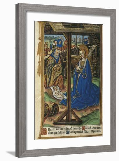 The Nativity, Miniature from Latin Book of Hours, Manuscript C 1268 Folio 24 Verso, 16th Century-null-Framed Giclee Print