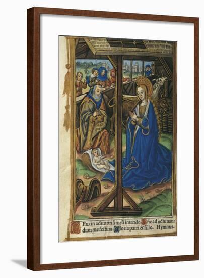The Nativity, Miniature from Latin Book of Hours, Manuscript C 1268 Folio 24 Verso, 16th Century-null-Framed Giclee Print