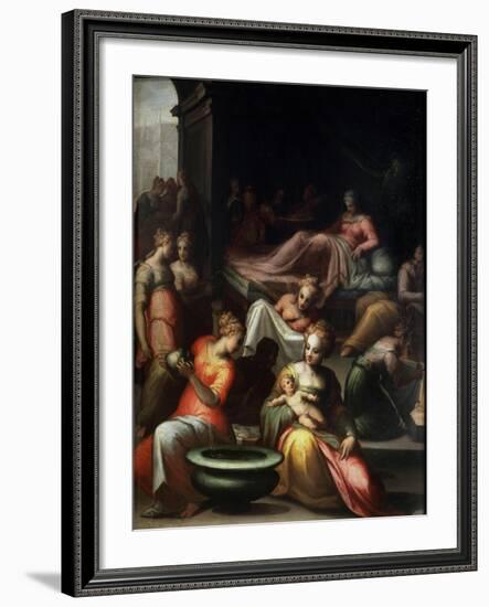 The Nativity of John the Baptist, 16th Century-Giovanni Battista Naldini-Framed Giclee Print