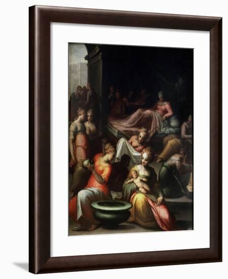 The Nativity of John the Baptist, 16th Century-Giovanni Battista Naldini-Framed Giclee Print