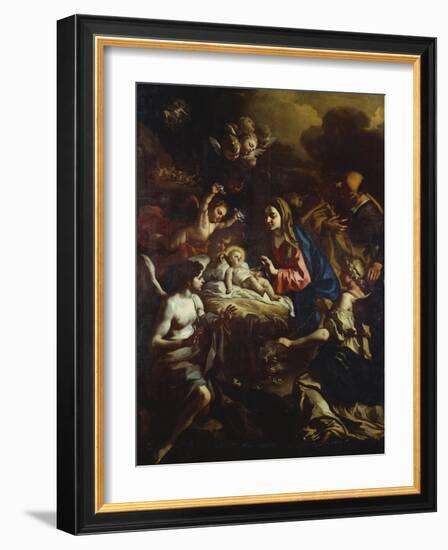 The Nativity with Adoring Angels and the Annunciation to the Shepherds Beyond-Francesco Solimena-Framed Giclee Print