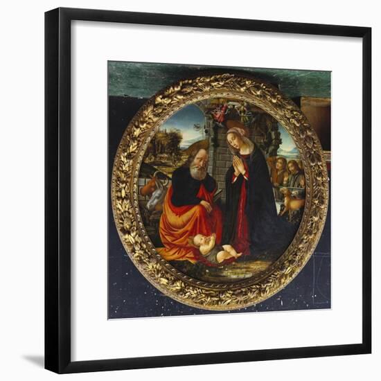 The Nativity, with Mary and Joseph on the Way to Bethlehem, the Annunciation to the Shepherds and…-The Master of Marradi-Framed Giclee Print