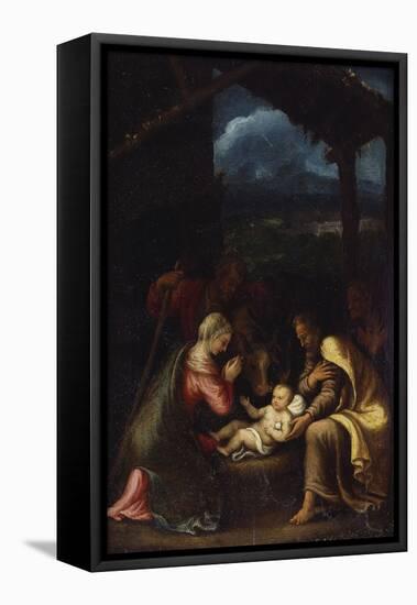 The Nativity-Giulio Romano-Framed Premier Image Canvas