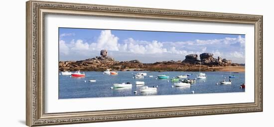 The Natural Monument Le De and Fishing Boats, Tregastel, Cotes D'Armor, Brittany, France, Europe-Markus Lange-Framed Photographic Print