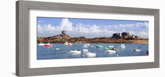The Natural Monument Le De and Fishing Boats, Tregastel, Cotes D'Armor, Brittany, France, Europe-Markus Lange-Framed Photographic Print